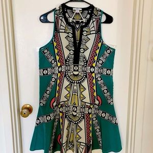 Bar III Printed Sleeveless Shift Dress Boho Aztec